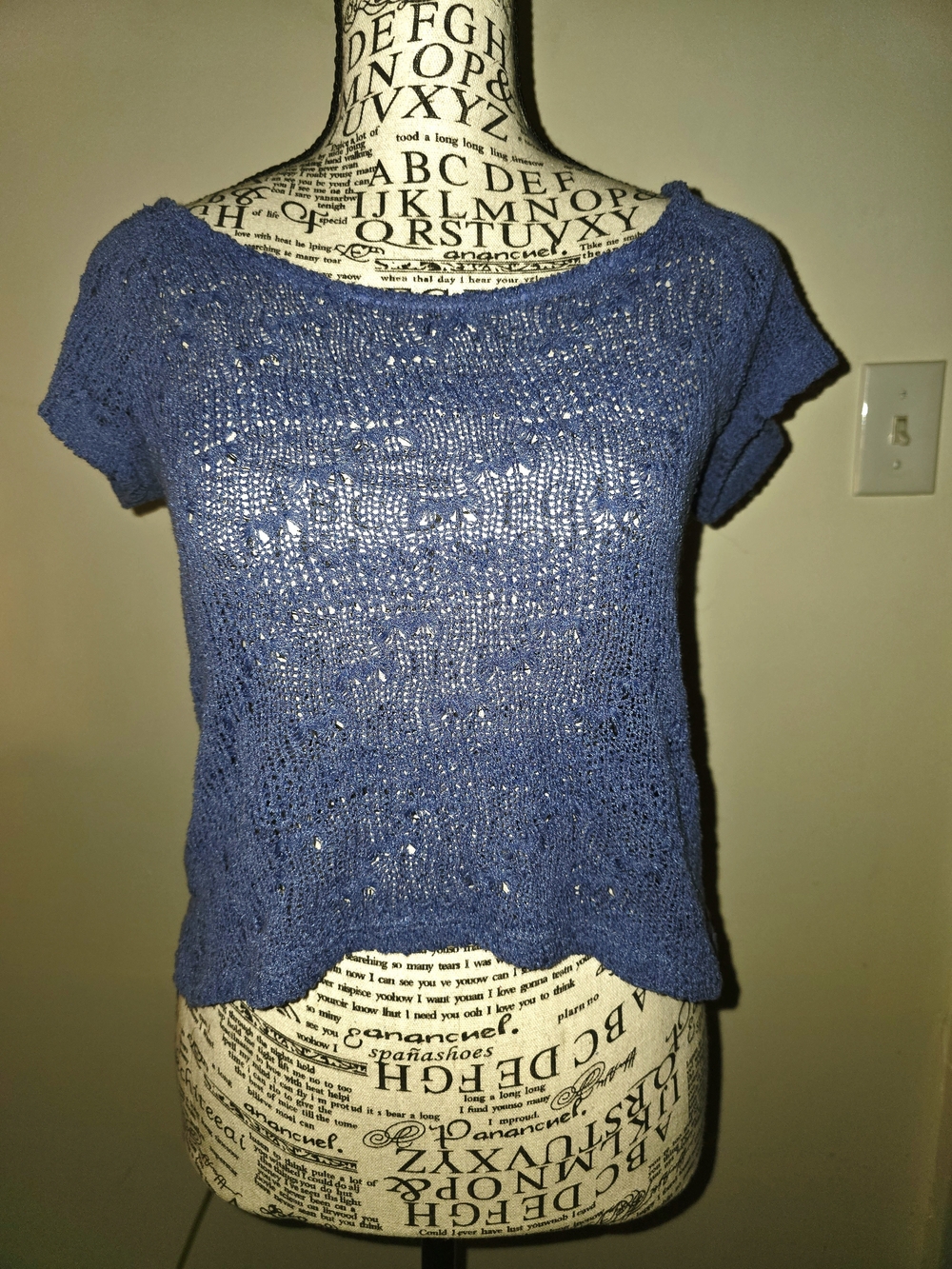 Charlotte Russe Open-Knit Short Sleeve Top - Blue